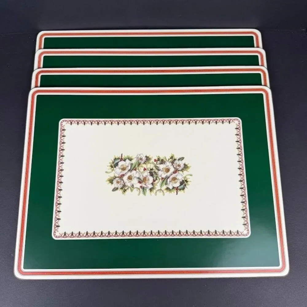 Set of 4 Spode Christmas Rose Cork & Acrylic Finish 16x12 Placemats Made England